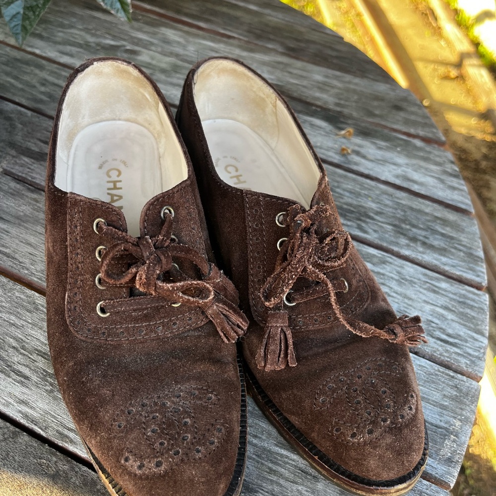 CHANEL Brown Suede Women's Loafers